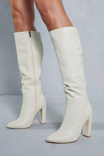 Womens Leather Look Block Heel Knee High Boots - - 4 - MISSPAP - Modalova