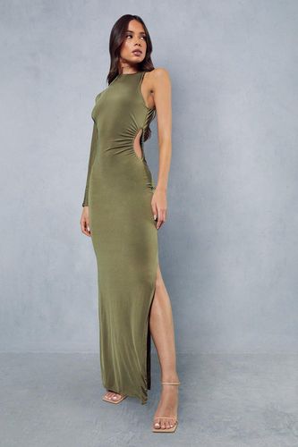 Womens Double Layer Slinky Cut Out Maxi Dress - - 10 - MISSPAP - Modalova