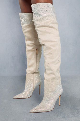 Womens Embellished Over The Knee Pointed Boots - - 5 - MISSPAP - Modalova
