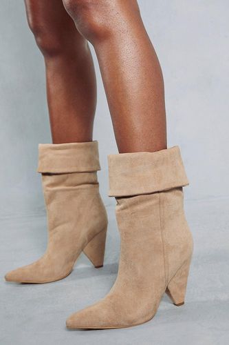 Womens Faux Suede Fold Over Ankle Boots - - 4 - MISSPAP - Modalova
