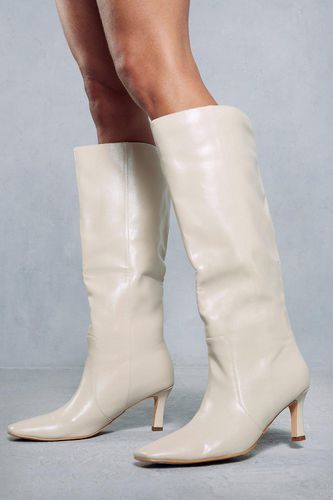 Womens Leather Look Knee High Low Heel Boots - - 4 - MISSPAP - Modalova
