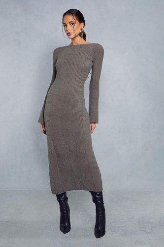 Womens Premium Fluffy Knitted Backless Split Detail Maxi Dress - - M - MISSPAP - Modalova