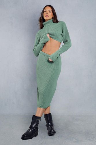 Womens Knitted High Waist Midi Skirt - - 10 - MISSPAP - Modalova