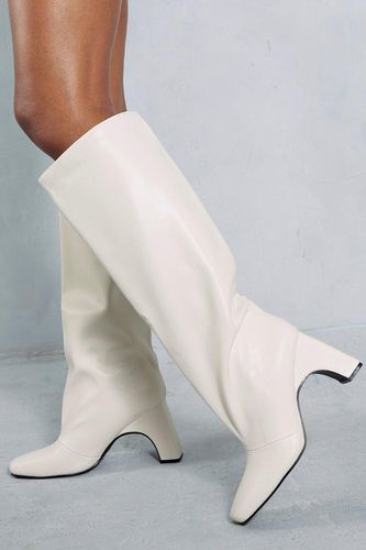 Womens Leather Look Knee High Curved Heel Boots - - 4 - MISSPAP - Modalova