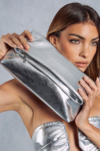 Womens Metallic Fold Over Clutch Bag - - One Size - MISSPAP - Modalova
