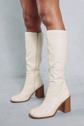 Womens Leather Look Square Toe Knee High Boots - - 6 - MISSPAP - Modalova