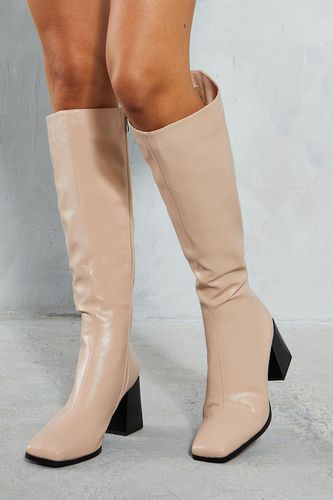 Womens Leather Look Square Toe Boots - - 5 - MISSPAP - Modalova
