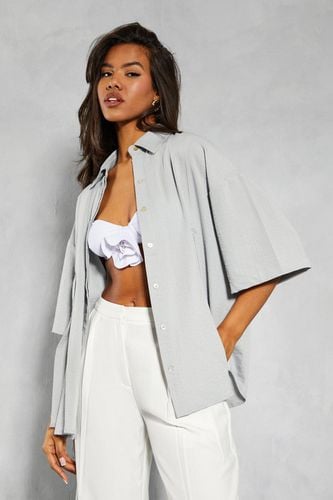 Womens Linen Look Oversized Short Sleeve Shirt - - 16 - MISSPAP - Modalova