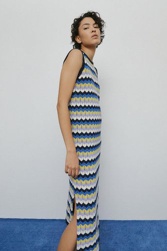 Womens Zig Zag Crochet Look Knit Midi Dress - - M - Warehouse - Modalova