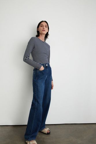 Womens Cotton Stripe Crew Neck Long Sleeve Top - - XS - Warehouse - Modalova
