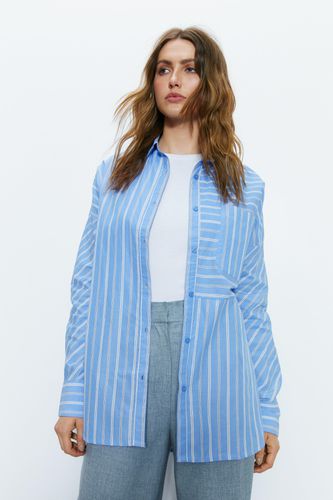 Womens Stripe Poplin Relaxed Shirt - - 16 - Warehouse - Modalova