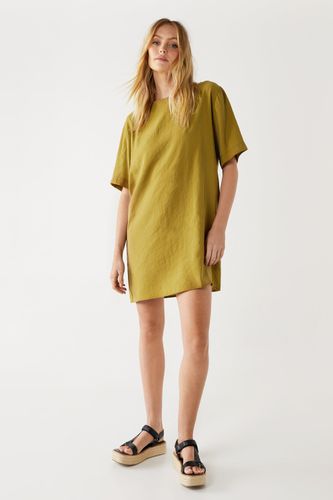 Womens Short Sleeve Textured T-shirt Dress - - 8 - Warehouse - Modalova