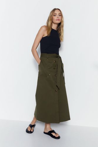 Womens Button Detail Tie Up Midi Skirt - - 10 - Warehouse - Modalova