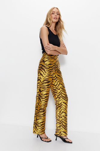 Womens Premium Jacquard Zebra Print Trousers - - 10 - Warehouse - Modalova