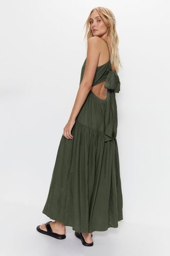 Womens Linen Tiered Bow Detail Maxi Dress - - 10 - Warehouse - Modalova