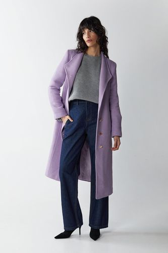 Womens Italian Wool Tailored Belted Wrap Coat - - 14 - Warehouse - Modalova