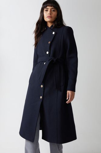Womens Italian Wool Tailored Belted Wrap Coat - - 10 - Warehouse - Modalova