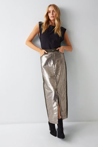 Womens Twill Sequin Maxi Skirt - - 10 - Warehouse - Modalova