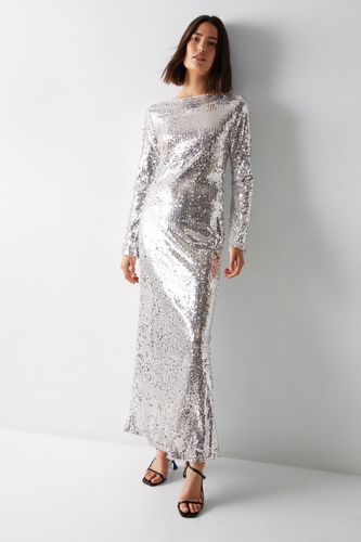 Womens Slash Neck Sequin Maxi Dress - - 10 - Warehouse - Modalova
