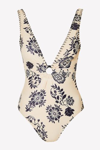 Womens Floral Embroidered Ring Plunge Swimsuit - - 6 - Warehouse - Modalova