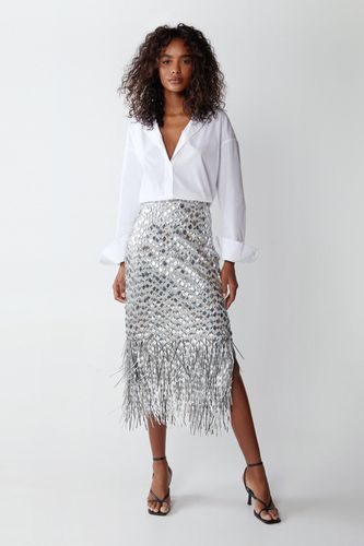 Womens Diamond Sequin Midi Skirt - - 10 - Warehouse - Modalova