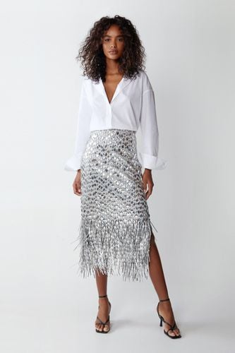 Womens Diamond Sequin Midi Skirt - - 14 - Warehouse - Modalova