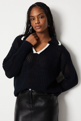 Womens Open Collar Knitted Jumper - - L - Warehouse - Modalova