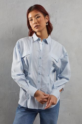 Womens Poplin Triple Placket Fitted Shirt - - 16 - Warehouse - Modalova