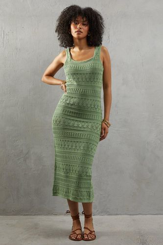 Womens Crochet Square Neck Midi Dress - - 10 - Warehouse - Modalova