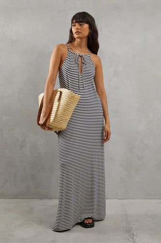 Womens Stripe Jersey Cami Tie Back Maxi Dress - - 10 - Warehouse - Modalova