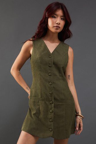 Womens Cord Waistcoat Mini Dress - - 16 - Warehouse - Modalova
