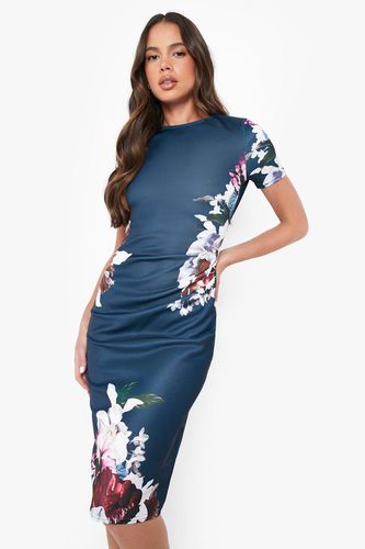 Womens Floral Pleat Detail Midi Dress - - 10 - boohoo - Modalova