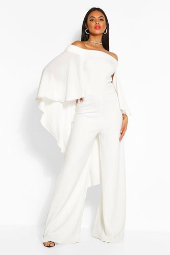 Womens Off The Shoulder Wide Leg Extreme Cape Jumpsuit - - 12 - boohoo - Modalova