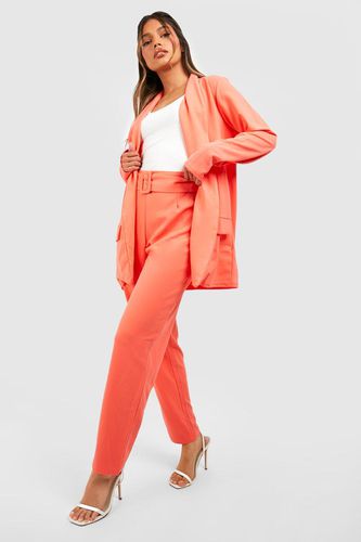 Womens Tailored Jersey Blazer & Self Fabric Belt Trouser Suit - - 10 - boohoo - Modalova