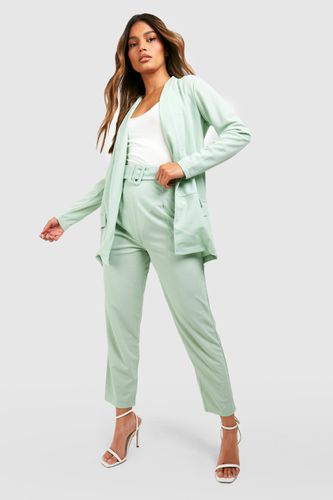 Womens Tailored Jersey Blazer & Self Fabric Belt Trouser Suit - - 12 - boohoo - Modalova