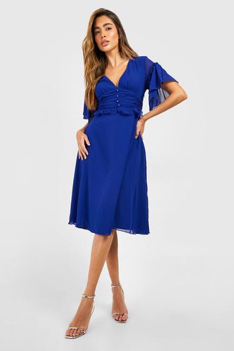 Womens Pleated Ruffle Detail Midi Smock Dress - - 10 - boohoo - Modalova