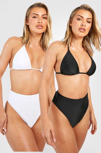 Womens 2 Pack High Waisted Bikini Brief - - 10 - boohoo - Modalova