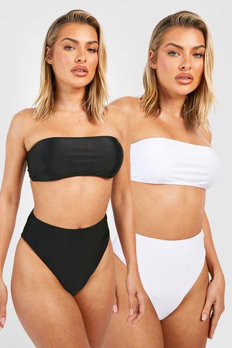 Womens 2 Pack Bandeau High Waist Bikini Set - - 6 - boohoo - Modalova