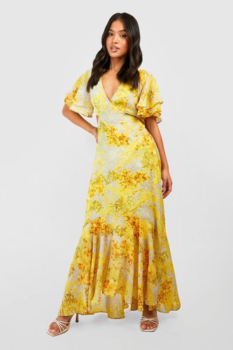 Womens Petite Floral Print Angel Sleeve Maxi Dress - - 10 - boohoo - Modalova