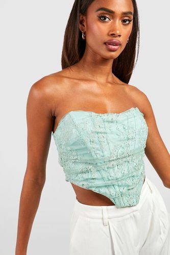 Womens Lace Ruched Pointed Corset Top - - 12 - boohoo - Modalova