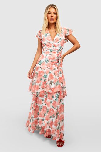Womens Floral Chiffon Ruffle Tiered Maxi Dress - - 10 - boohoo - Modalova