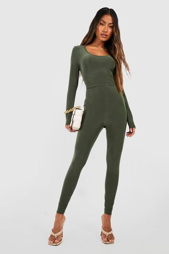 Womens Premium Heavy Weight Slinky Long Sleeve Unitard Jumpsuit - - 14 - boohoo - Modalova