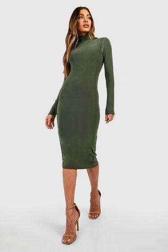Womens Premium Heavy Weight Slinky Roll Neck Midi Dress - - 16 - boohoo - Modalova