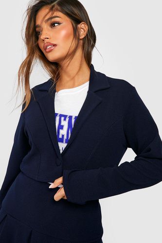 Womens Basic Jersey Button Front Cropped Blazer - - 8 - boohoo - Modalova