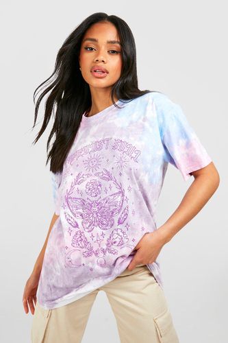 Womens Celestial Butterfly Print Tie Dye Oversized T-shirt - - XL - boohoo - Modalova