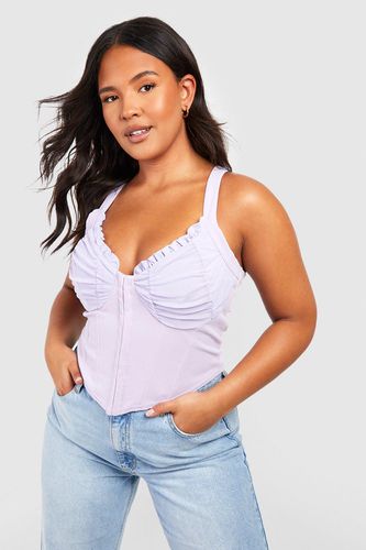 Womens Plus Hook And Eye Ruched Cup Corset Top - - 20 - boohoo - Modalova