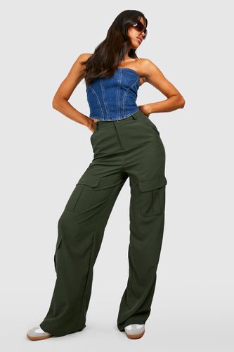 Womens Tall Pocket Detail High Waisted Wide Leg Cargo Trousers - - 14 - boohoo - Modalova