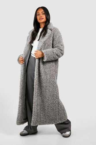 Womens Textured Maxi Fur Coat - - 10 - boohoo - Modalova