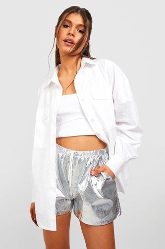 Womens Metallic Runner Short - - 8 - boohoo - Modalova