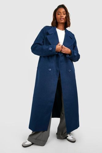 Womens Collar Detail Double Breasted Wool Maxi Coat - - 12 - boohoo - Modalova
